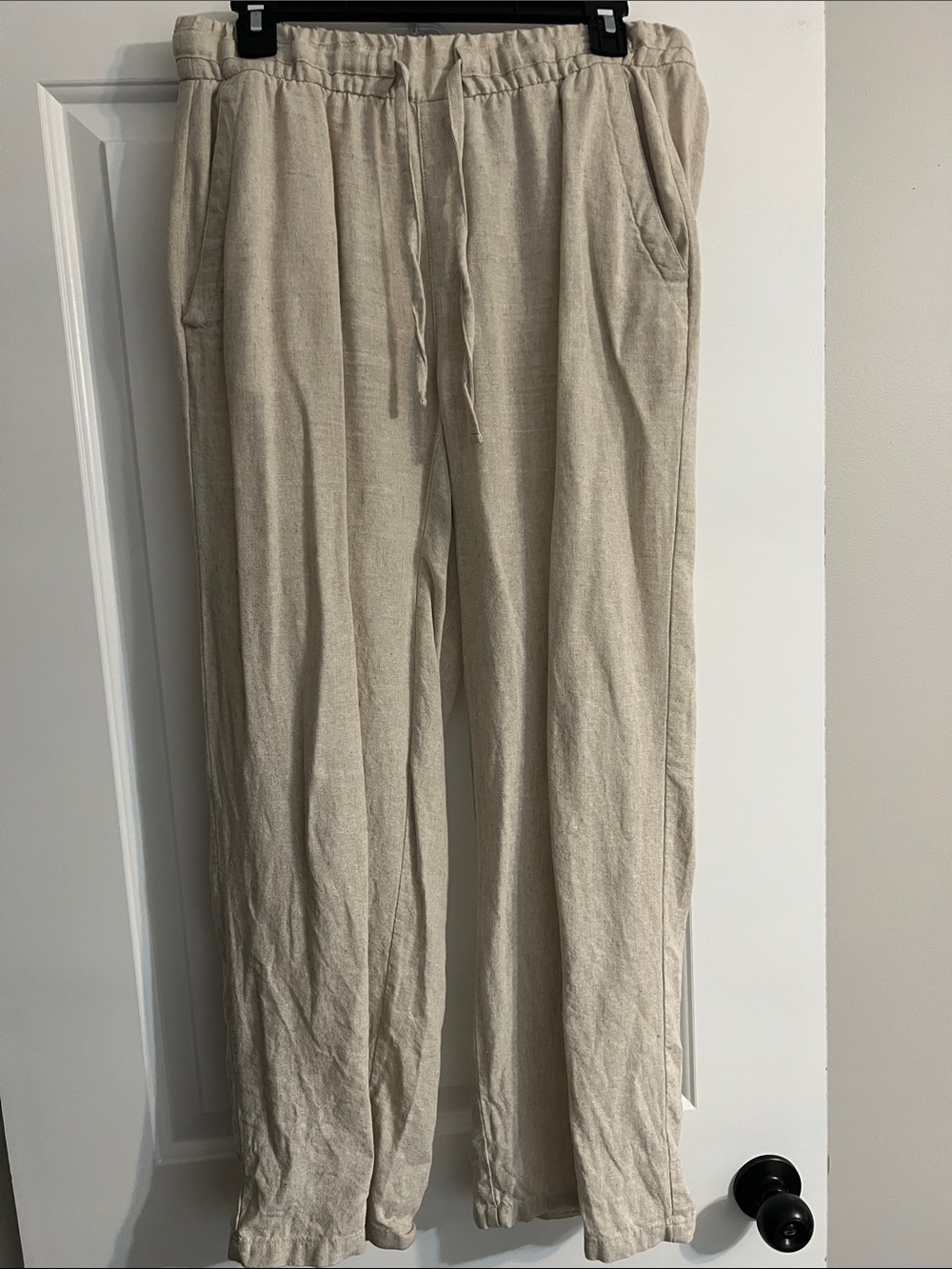 Old Navy Cream Straight-Leg Drawstring Pants